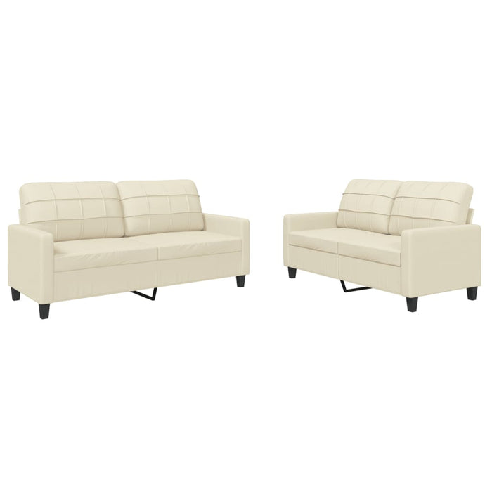 2 Piece Sofa Set With Cushions Cream Faux Leather Txbotpk