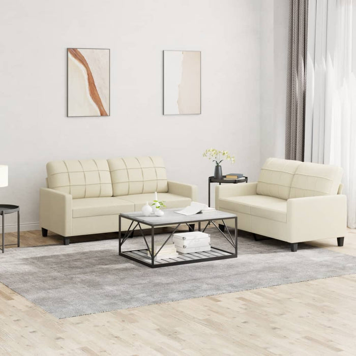 2 Piece Sofa Set With Cushions Cream Faux Leather Txbotpk