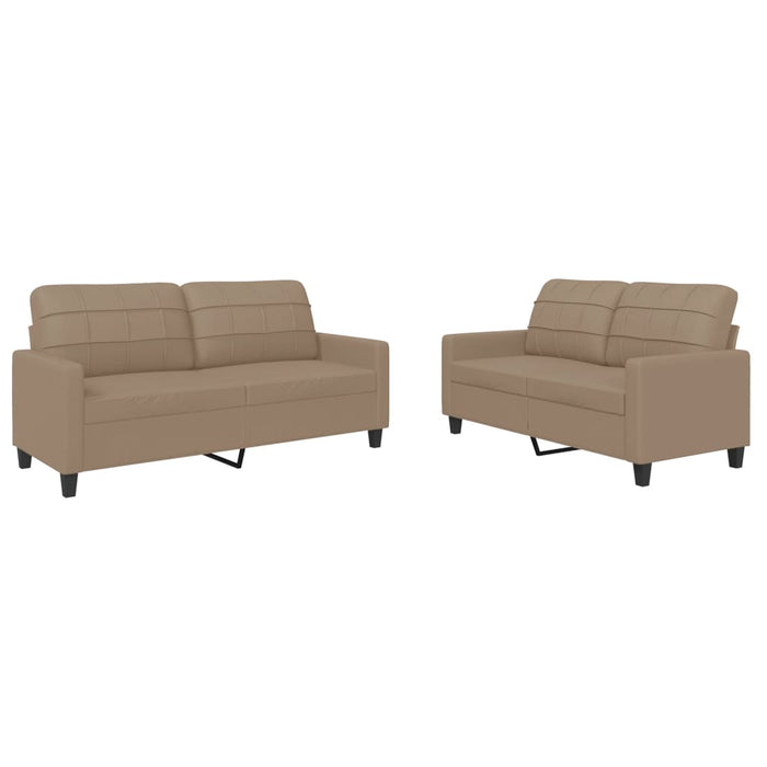 2 Piece Sofa Set With Cushions Cappuccino Faux Leather Txbotlx