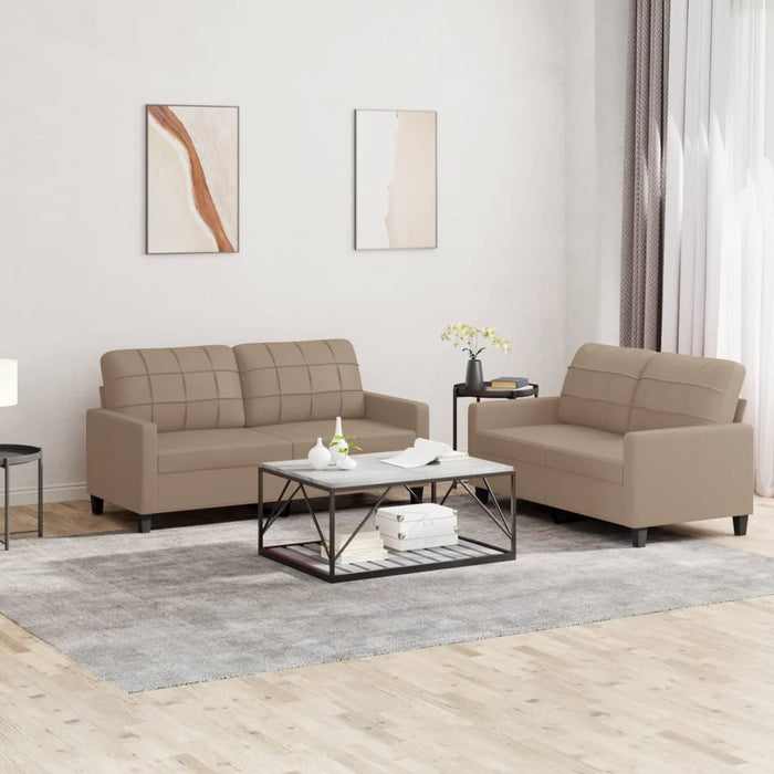 2 Piece Sofa Set With Cushions Cappuccino Faux Leather Txbotlx