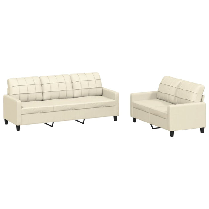 2 Piece Sofa Set With Cushions Cream Faux Leather Txbotik