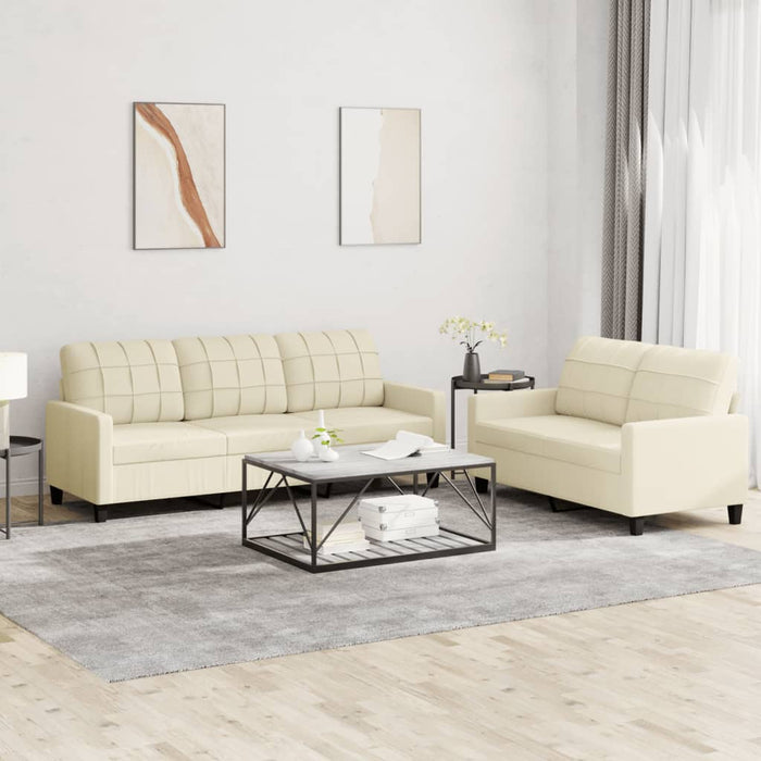 2 Piece Sofa Set With Cushions Cream Faux Leather Txbotik