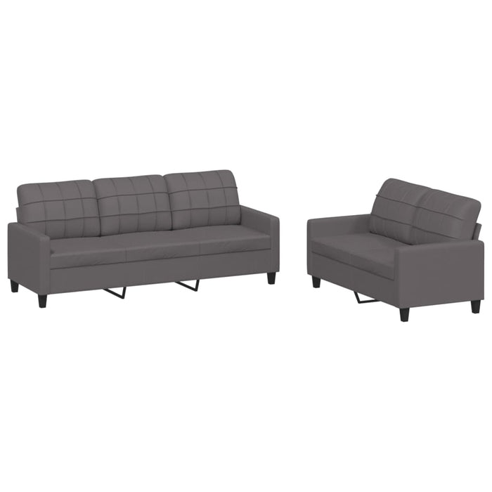2 Piece Sofa Set With Cushions Grey Faux Leather Txbotnb