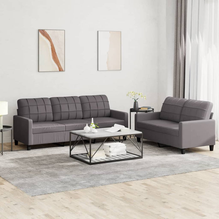 2 Piece Sofa Set With Cushions Grey Faux Leather Txbotnb