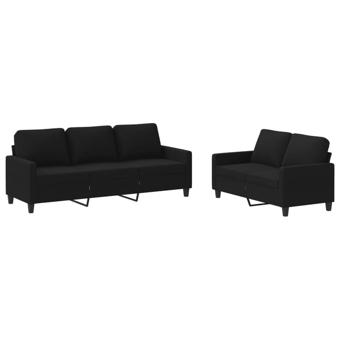 2 Piece Sofa Set With Cushions Black Fabric Txboala
