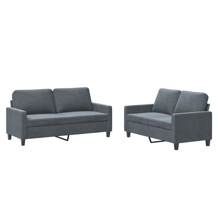 2 Piece Sofa Set With Cushions Dark Grey Velvet Txboaki