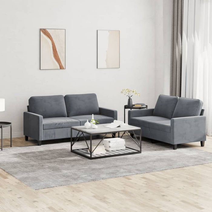 2 Piece Sofa Set With Cushions Dark Grey Velvet Txboaki