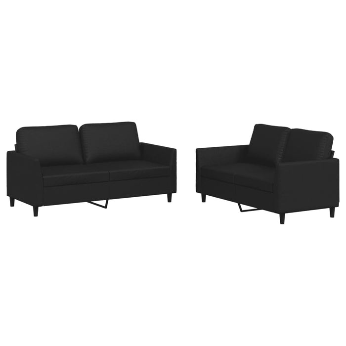 2 Piece Sofa Set With Cushions Black Faux Leather Txboipb