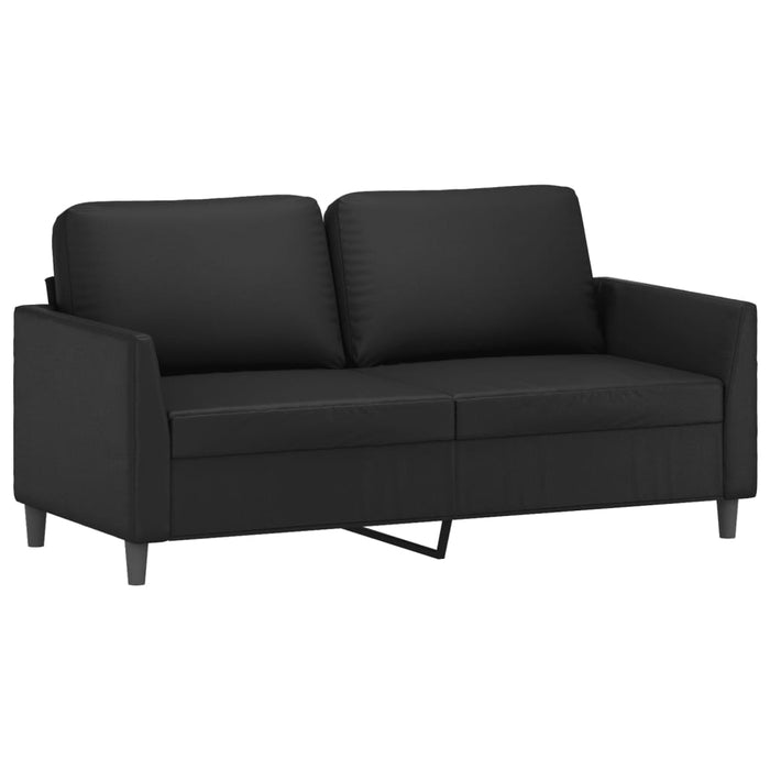 2 Piece Sofa Set With Cushions Black Faux Leather Txboipb