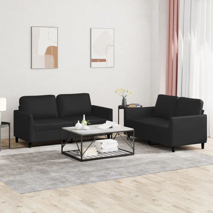 2 Piece Sofa Set With Cushions Black Faux Leather Txboipb