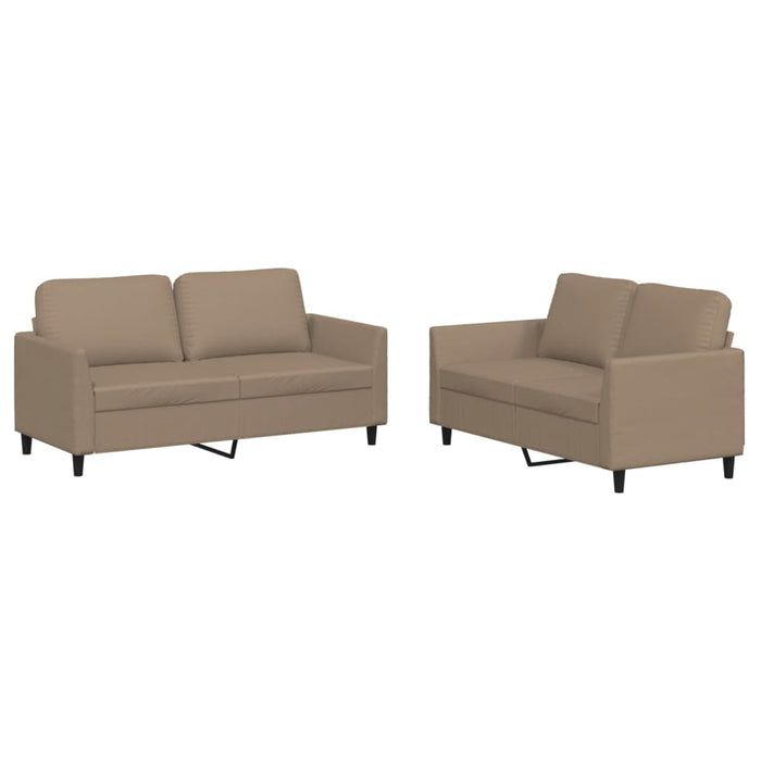 2 Piece Sofa Set With Cushions Cappuccino Faux Leather Txboipa