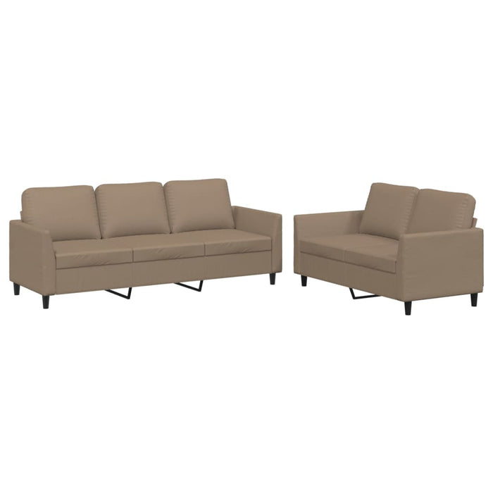 2 Piece Sofa Set With Cushions Cappuccino Faux Leather Txboila