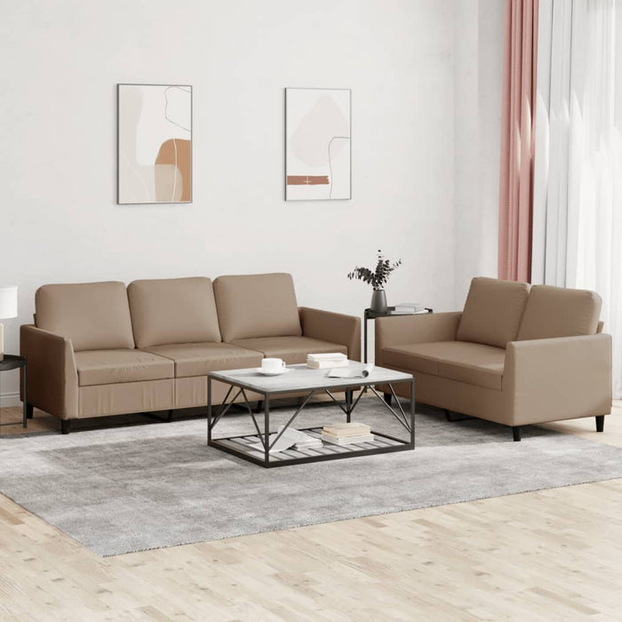 2 Piece Sofa Set With Cushions Cappuccino Faux Leather Txboila
