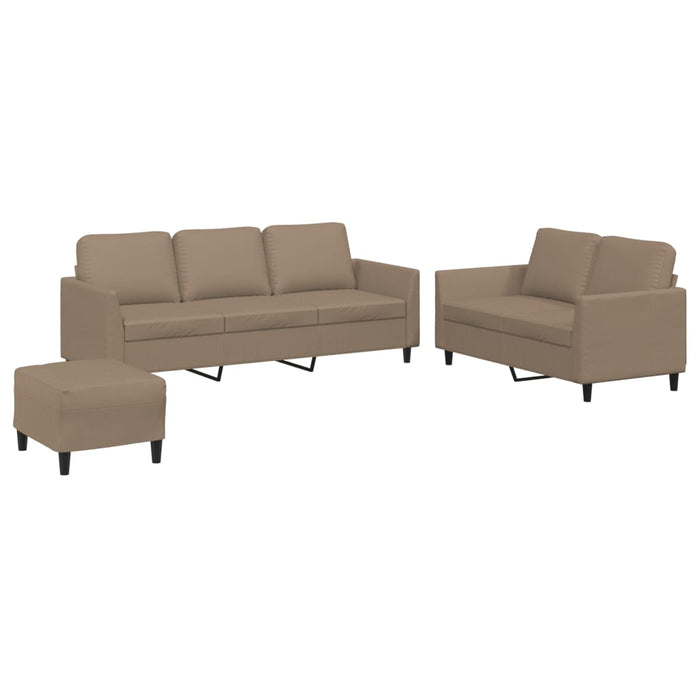3 Piece Sofa Set With Cushions Cappuccino Faux Leather Txboilk
