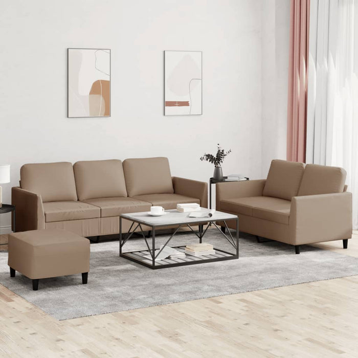 3 Piece Sofa Set With Cushions Cappuccino Faux Leather Txboilk