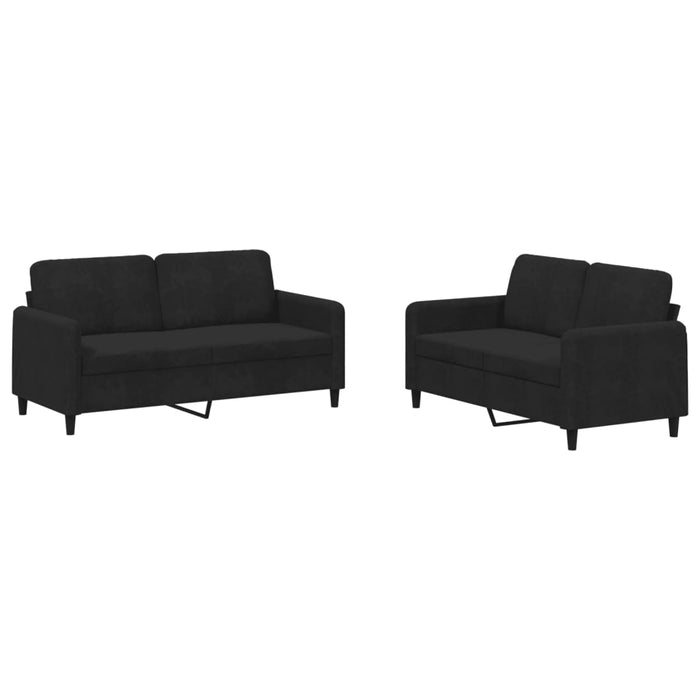 2 Piece Sofa Set Black Velvet Txbokik