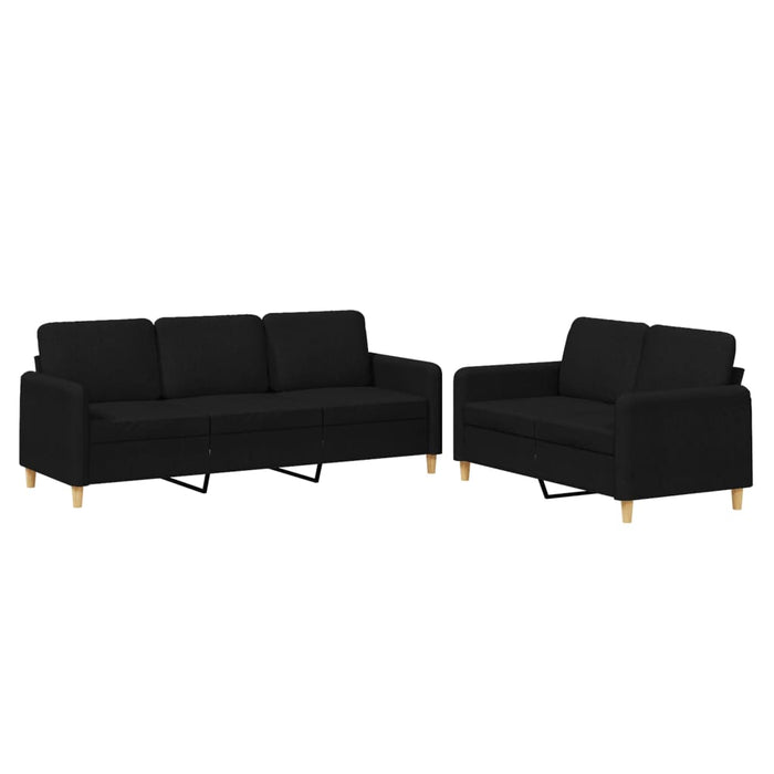2 Piece Sofa Set With Cushions Black Fabric Txbxoxx