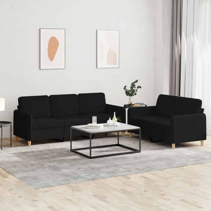 2 Piece Sofa Set With Cushions Black Fabric Txbxoxx