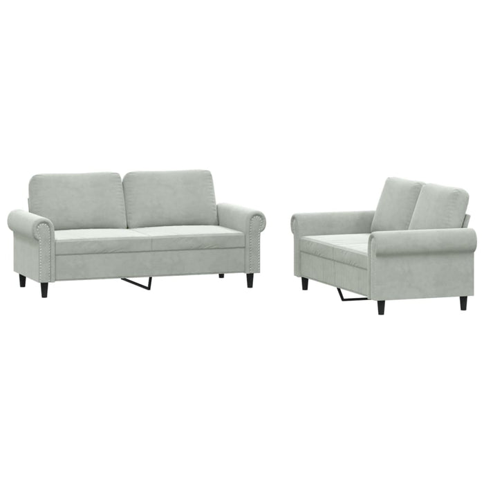 2 Piece Sofa Set With Cushions Light Grey Velvet Txbxxob
