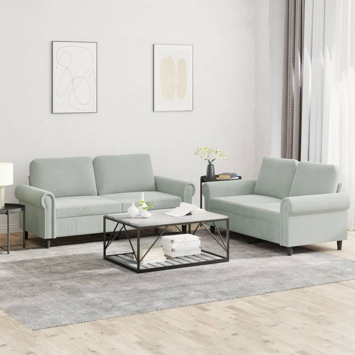 2 Piece Sofa Set With Cushions Light Grey Velvet Txbxxob