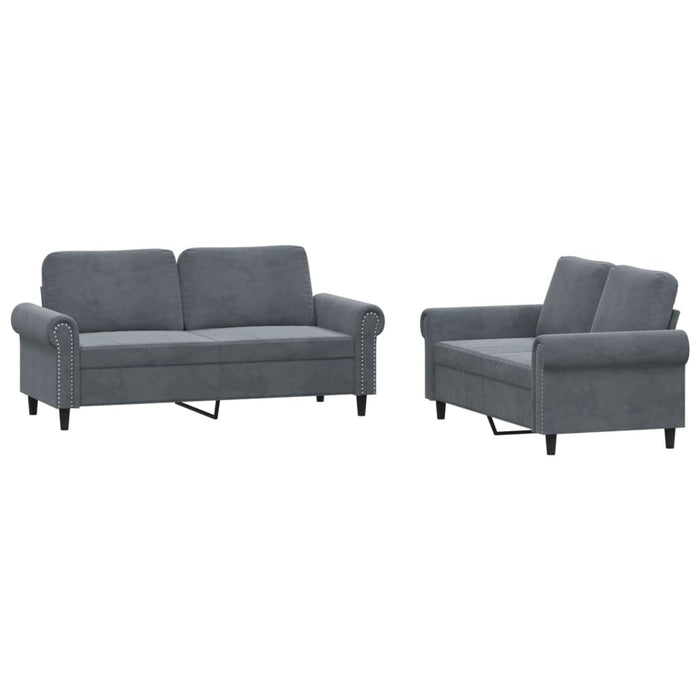 2 Piece Sofa Set With Cushions Dark Grey Velvet Txbxxoo