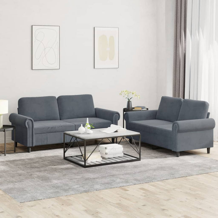 2 Piece Sofa Set With Cushions Dark Grey Velvet Txbxxoo