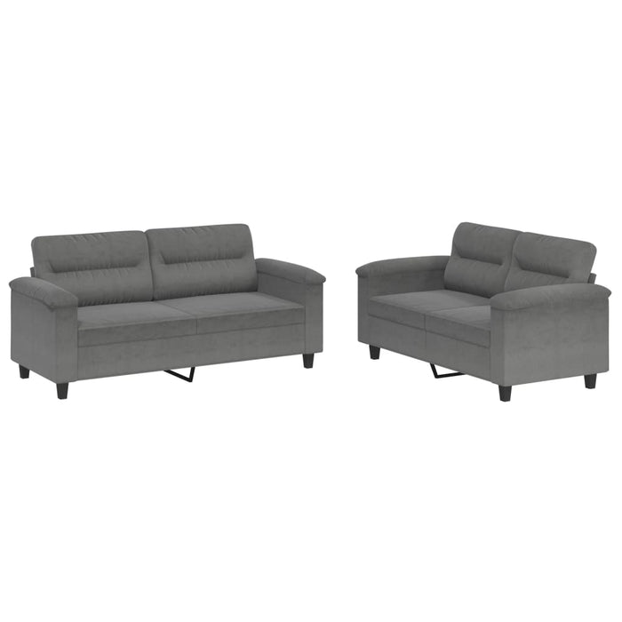 2 Piece Sofa Set With Cushions Dark Grey Microfibre Fabric Txbxtol
