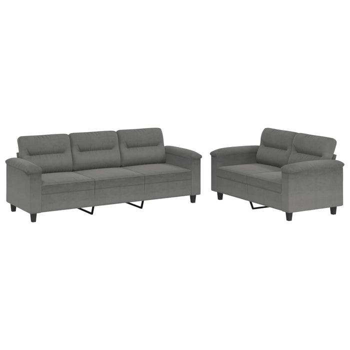 2 Piece Sofa Set With Cushions Dark Grey Microfibre Fabric Txbxtab