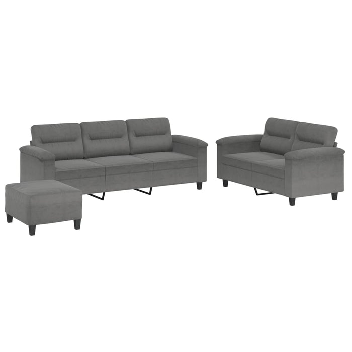 3 Piece Sofa Set With Cushions Dark Grey Microfibre Fabric Txbxtal
