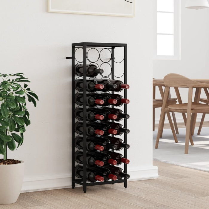 Wine Rack For 27 Bottles Black 34X18X100 Cm Wrought Iron Tpntlp
