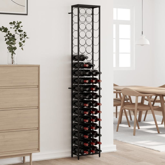 Wine Rack For 57 Bottles Black 34X18X200 Cm Wrought Iron Tpntll