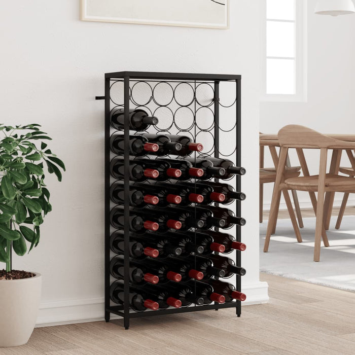Wine Rack For 45 Bottles Black 54X18X100 Cm Wrought Iron Tpntli
