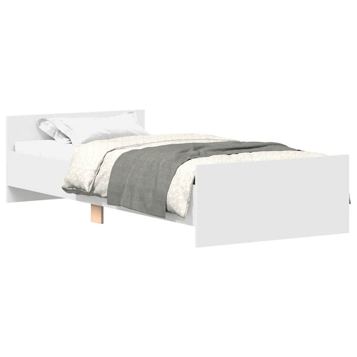 Single Size Bed Frame Without Mattress White 90X190 Cm Engineered Wood Ntpktk