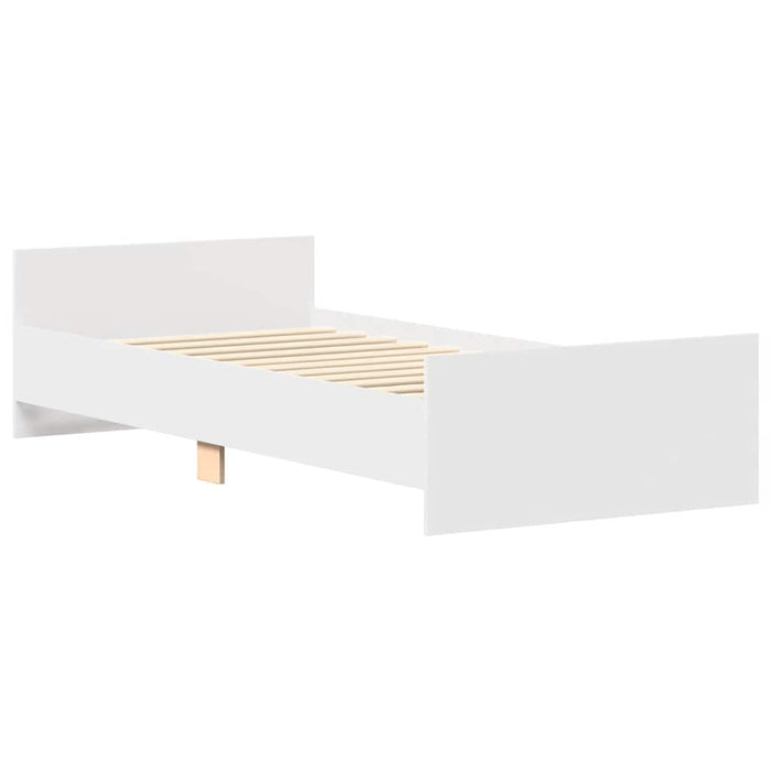 Single Size Bed Frame Without Mattress White 90X190 Cm Engineered Wood Ntpktk
