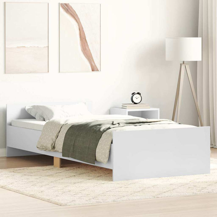 Single Size Bed Frame Without Mattress White 90X190 Cm Engineered Wood Ntpktk