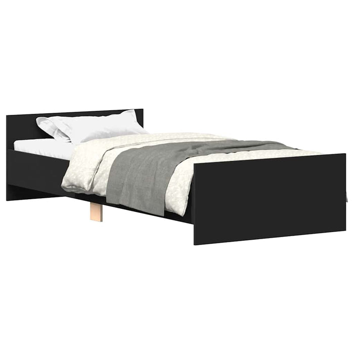 Single Size Bed Frame Without Mattress Black 90X190 Cm Engineered Wood Ntpkab