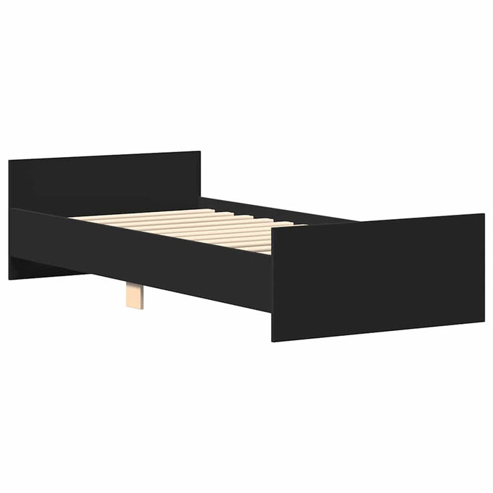 Single Size Bed Frame Without Mattress Black 90X190 Cm Engineered Wood Ntpkab