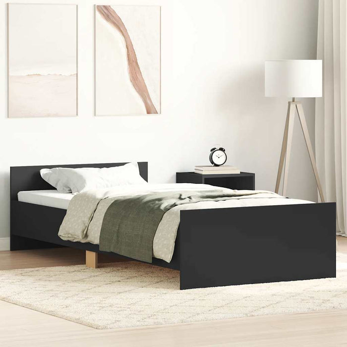 Single Size Bed Frame Without Mattress Black 90X190 Cm Engineered Wood Ntpkab