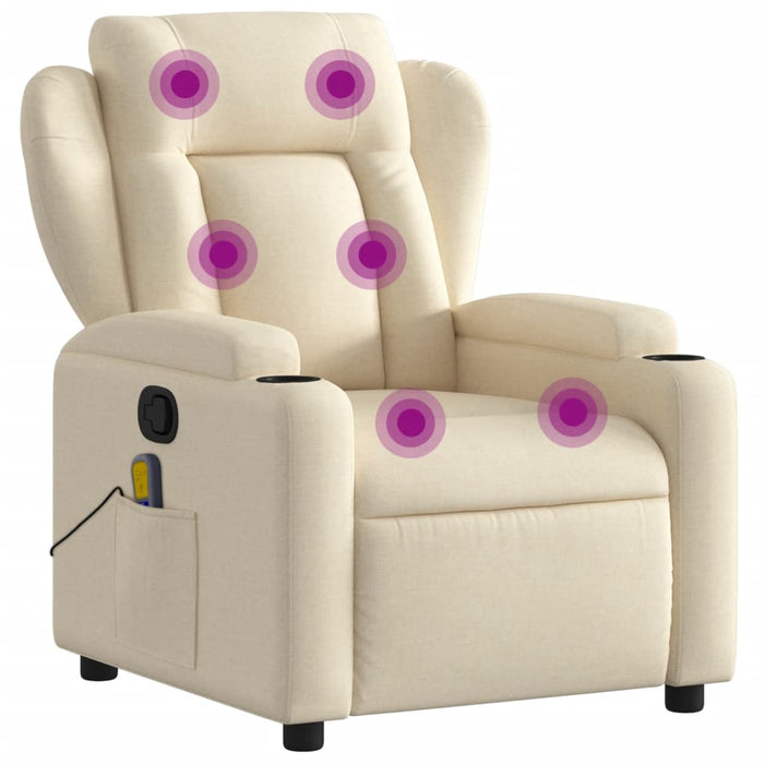 Massage Recliner Chair Cream Fabric Txblbba