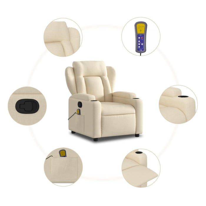 Massage Recliner Chair Cream Fabric Txblbba