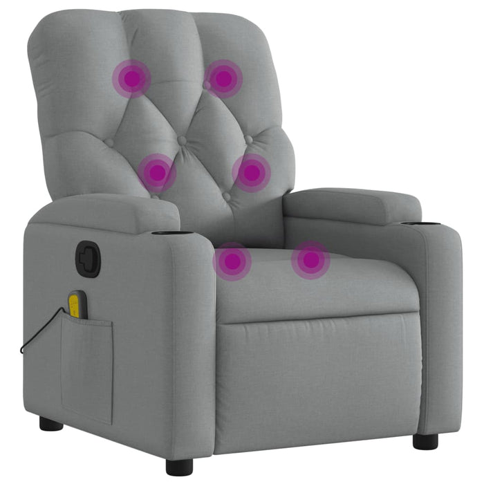 Massage Recliner Chair Light Grey Fabric Txblbla