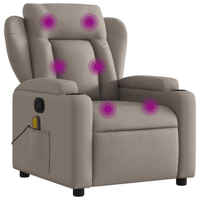 Massage Recliner Chair Taupe Fabric Tixaxt