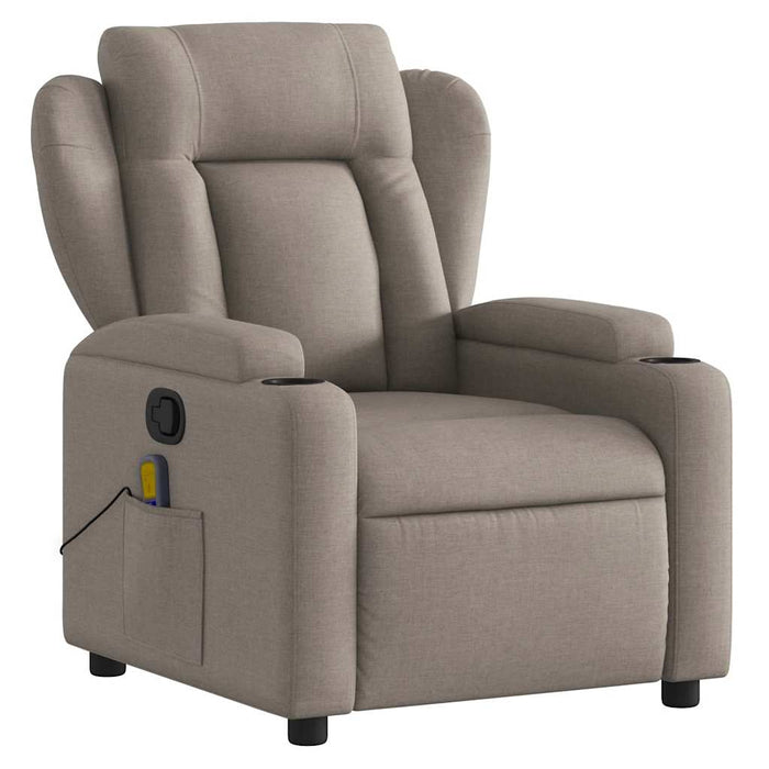 Massage Recliner Chair Taupe Fabric Tixaxt