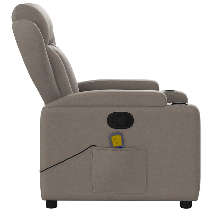 Massage Recliner Chair Taupe Fabric Tixaxt