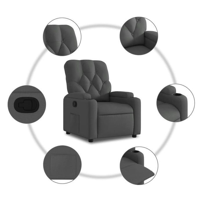 Recliner Chair Dark Grey Fabric Tixanb