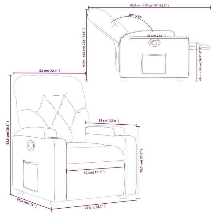 Recliner Chair Dark Grey Fabric Tixanb