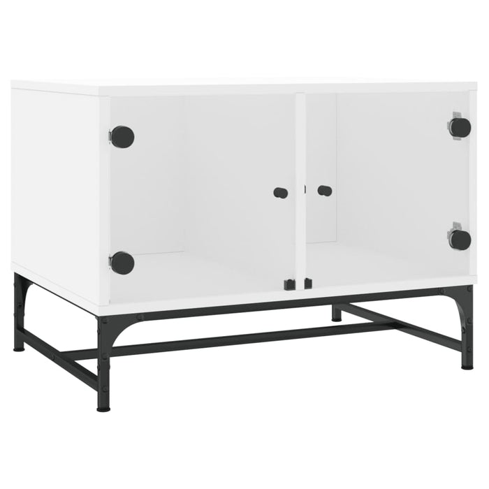 Coffee Table With Glass Doors White 68.5X50X50 Cm Ntlptk