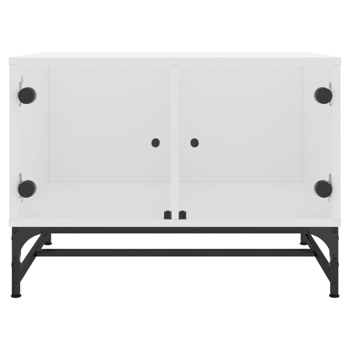 Coffee Table With Glass Doors White 68.5X50X50 Cm Ntlptk