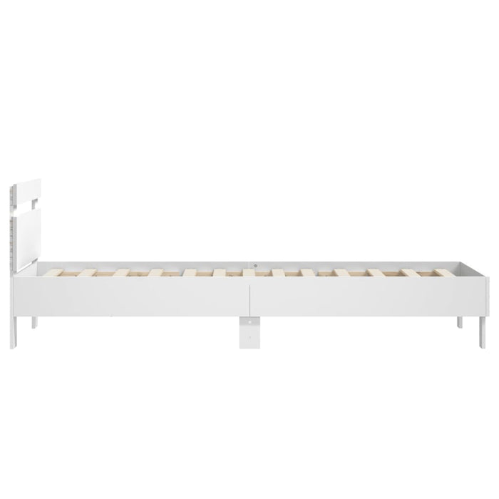 Single Size Bed Frame Without Mattress With Led Lights White 90X190 Cm Ntniat