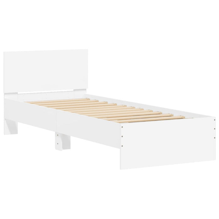 Single Size Bed Frame Without Mattress With Led Lights White 90X190 Cm Ntnnta